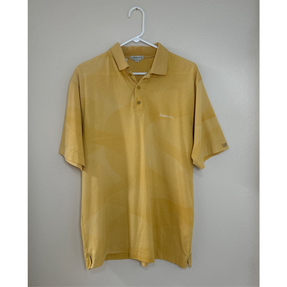 Cutter and Buck CB Dry Tec Men's Size M Yellow Short Sleeved Golf Polo
